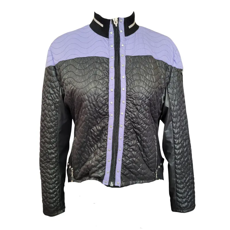 Jamie Sadock Lavender And Black Quilted Full-Zip Jacket – Lightweight Layer, Size M 1