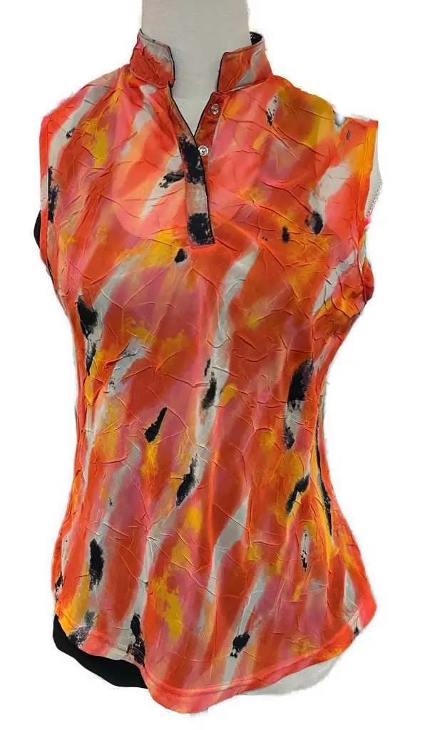 Jamie Sadock Orange Overlay Textured Sleeveless Golf Top – Size Xs 1