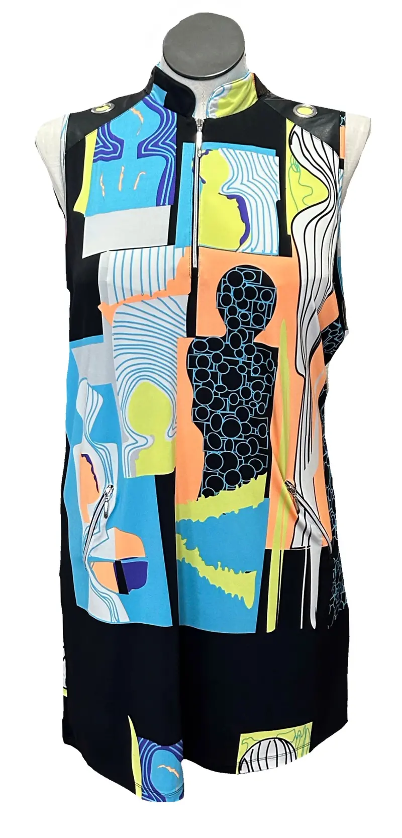 Jamie Sadock Patterned Golf Dress In Blue, Green & Orange – Size L 1