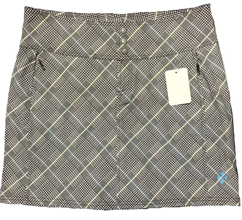 Jofit 13-Inch Black-And-White Plaid Skort With Blue-Green Accents – Size 2 1