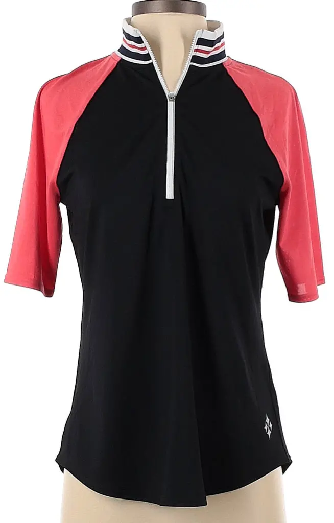 Jofit Women'S Black-And-Coral 1/4-Zip Half-Sleeve Golf Top – Size S 1