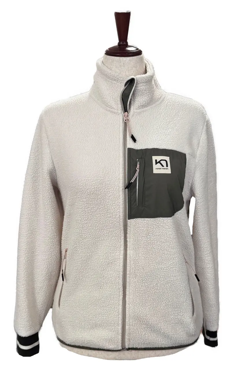 Kari Traa Rothe Fleece Jacket – White And Olive, Cozy Outdoor Style, Size M 1