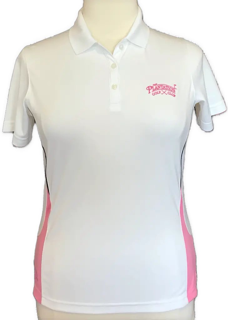 Kate Lord White-And-Pink Performance Golf Polo – Logo Detail, Size L 1