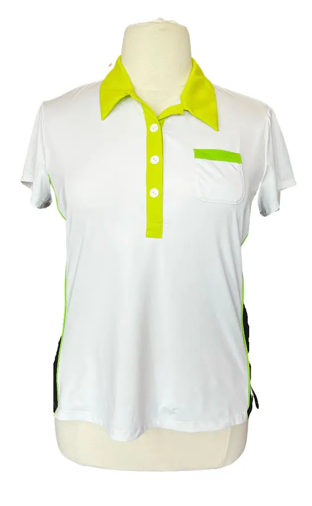 Kinona Women'S White-Black-Green Short Sleeve Golf Polo – Msp $100 1