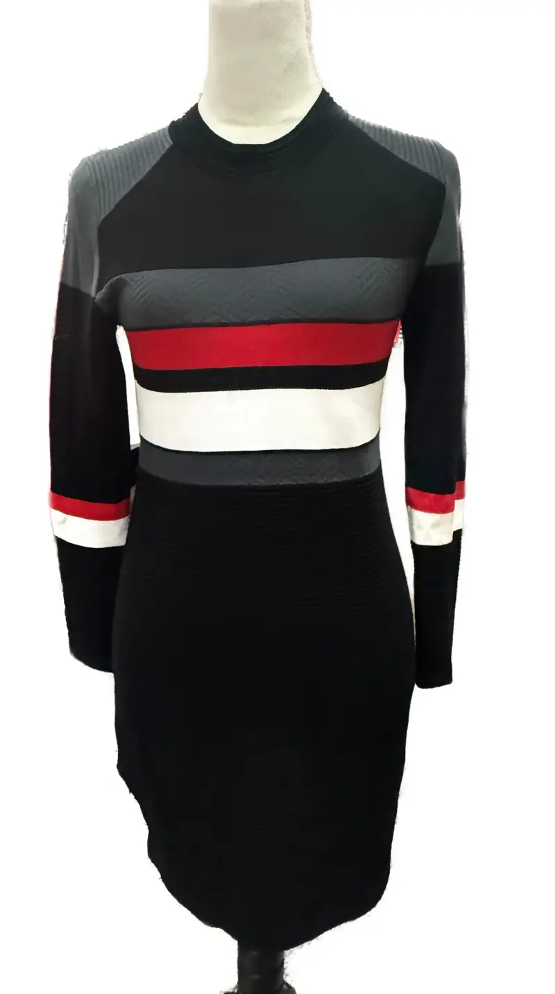 Krimson Klover Soothe Sweater Dress – Black/Red/White Stripe, Size M – $149 1