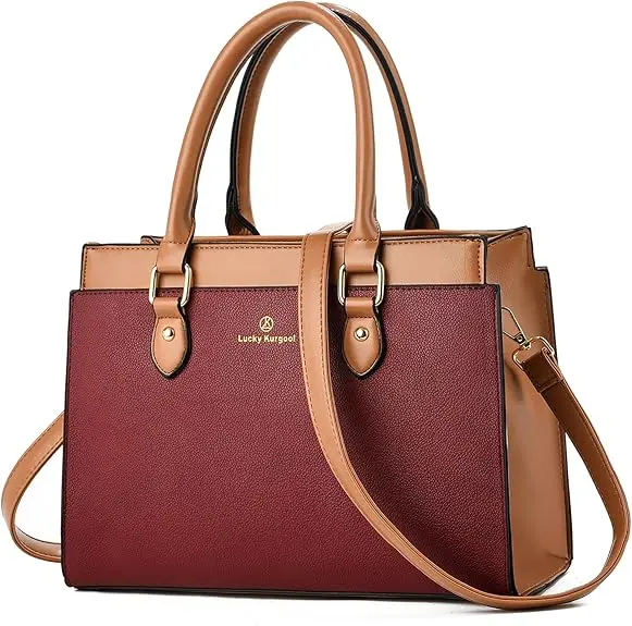 Kurgool Dual-Tone Burgundy Leather Designer Tote 1