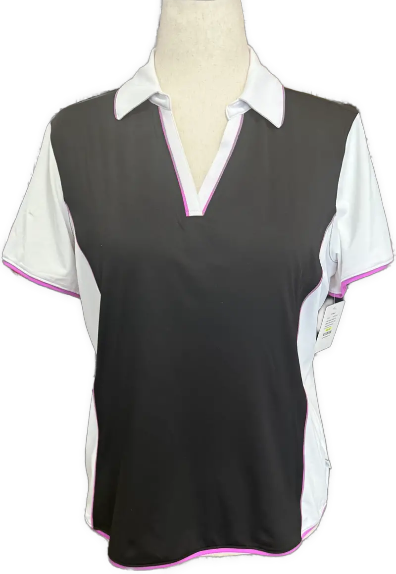 Lady Hagen Black-And-White Magenta-Accent Polo Shirt 1