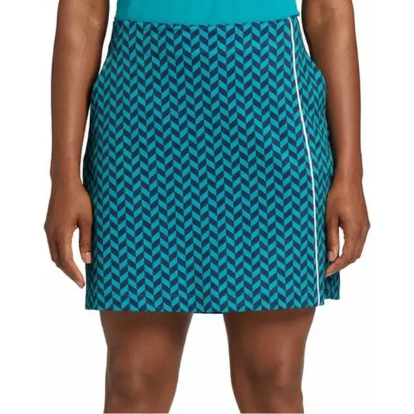Lady Hagen Teal Navy Herringbone Golf Skort – Size 16 1