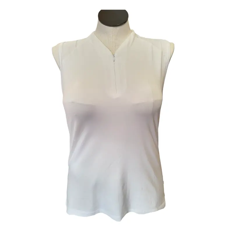 Lady Hagen White Sleeveless 1/4-Zip Golf Top – Size L 1