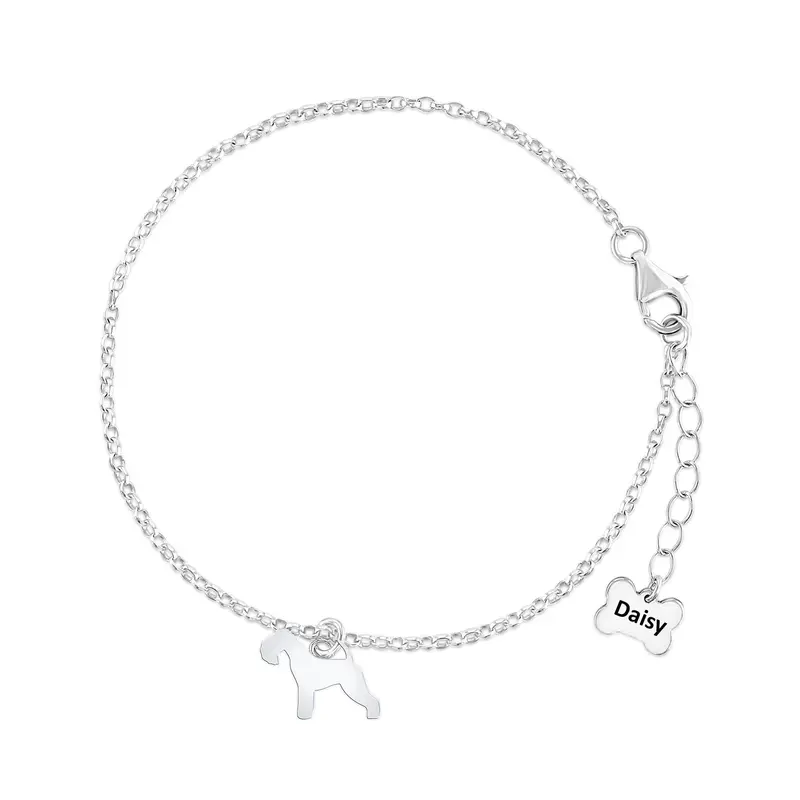 Lakeland Terrier Silver Chain Bracelet – Custom Canine Silhouette Design 1
