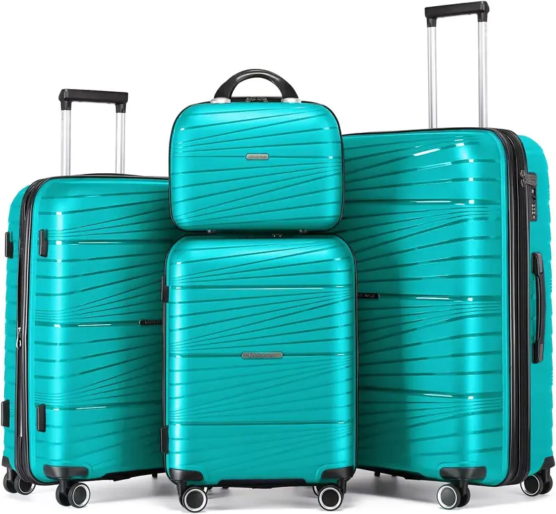Larvender 4-Piece Expandable Spinner Luggage Set: Aqua Blue Hardside Suitcases With Tsa Locks 1