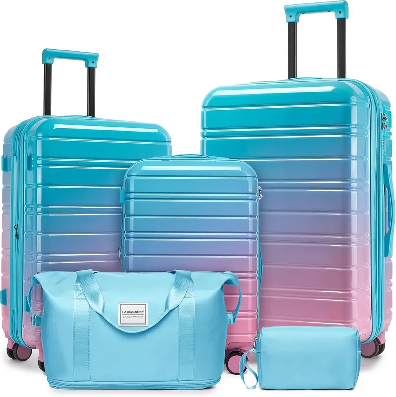 Larvender 5-Piece Hardside Expandable Luggage Set (Cotton Candy) 1