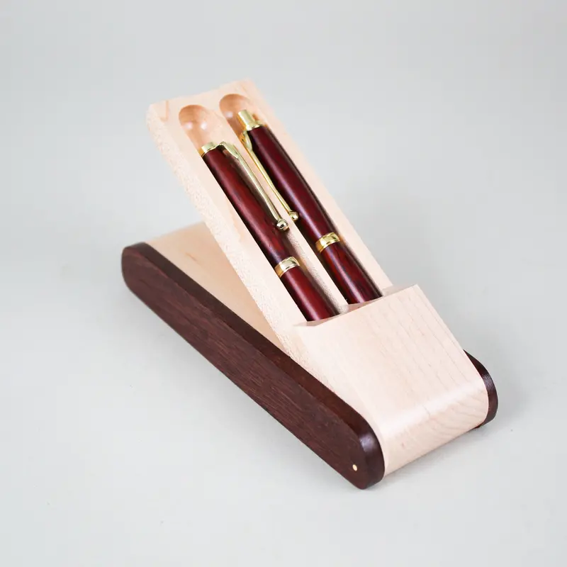 Lathe-Turned Pen And Pencil Set With Stand 1