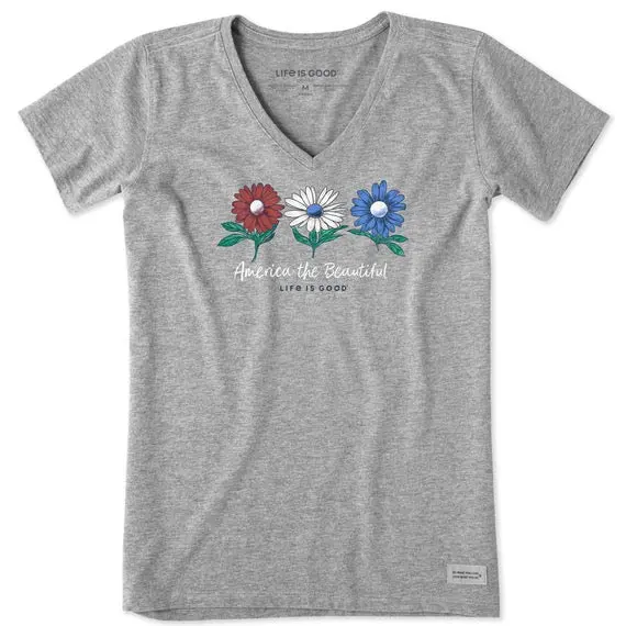 Life Is Good Crusher Lite Women'S Graphic Tee – 'America The Beautiful', Size L 1