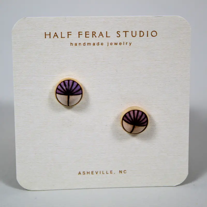 Lilac Semi-Circular Ray Stud Earrings 1