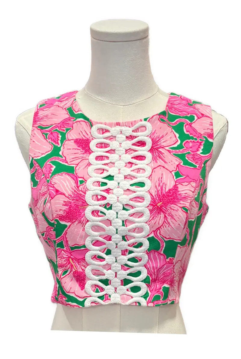 Lilly Pulitzer Hibiscus Kiss Cropped Top – Size 2 1
