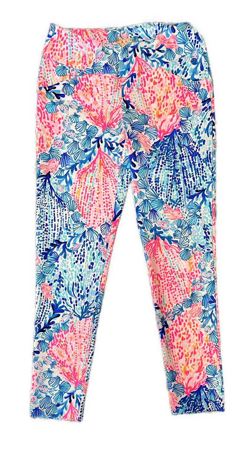 Lilly Pulitzer Luxletic Sea-Inspired Pink And Blue Golf Pant – Size 2 1