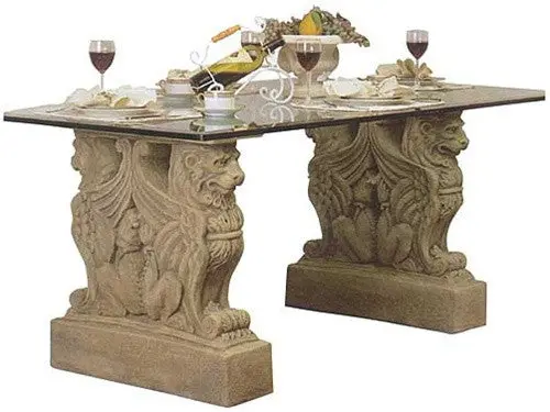 Lion-Griffin European Castle Table Base – 29-Inch Mythological Decor 1