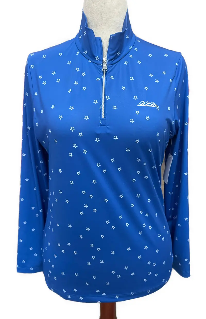 Lohla Sport Blue Star-Pattern Golf Pullover – Women’S Size L (Msrp $150) 1