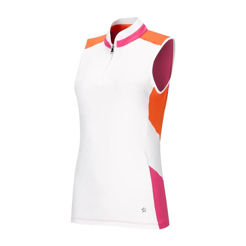 Lohla Sport Britt Sleeveless Golf Top In White, Pink & Orange – Xl 1