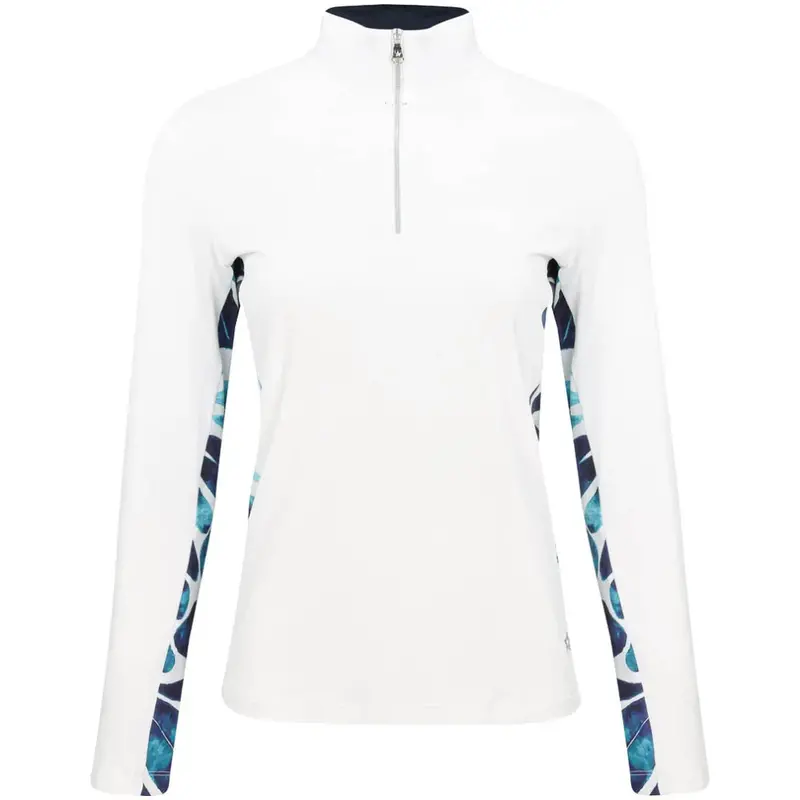 Lohla Sport Desiree White Long-Sleeve Mock-Neck Zip Golf Top For Women - Size L 1