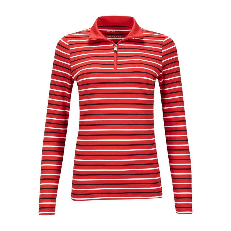 Lohla Sport Julianna Red Stripe Long Sleeve Golf Top 1