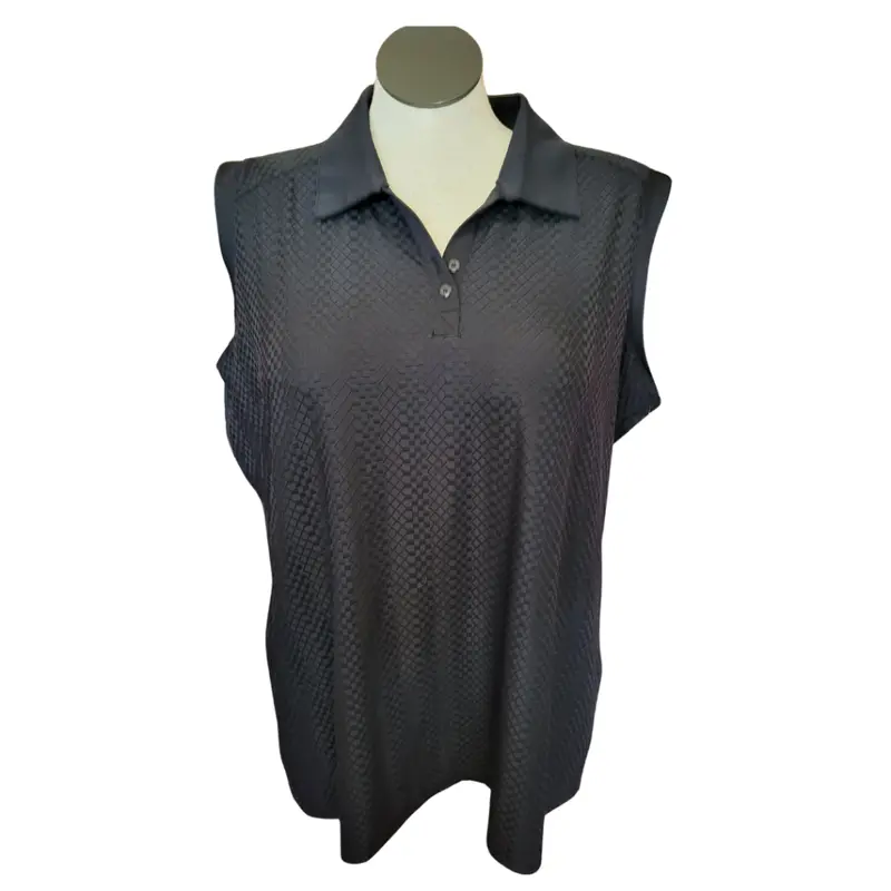 Lopez Textured Squares Sleeveless Golf Polo – Relaxed Fit, Size 3X 1