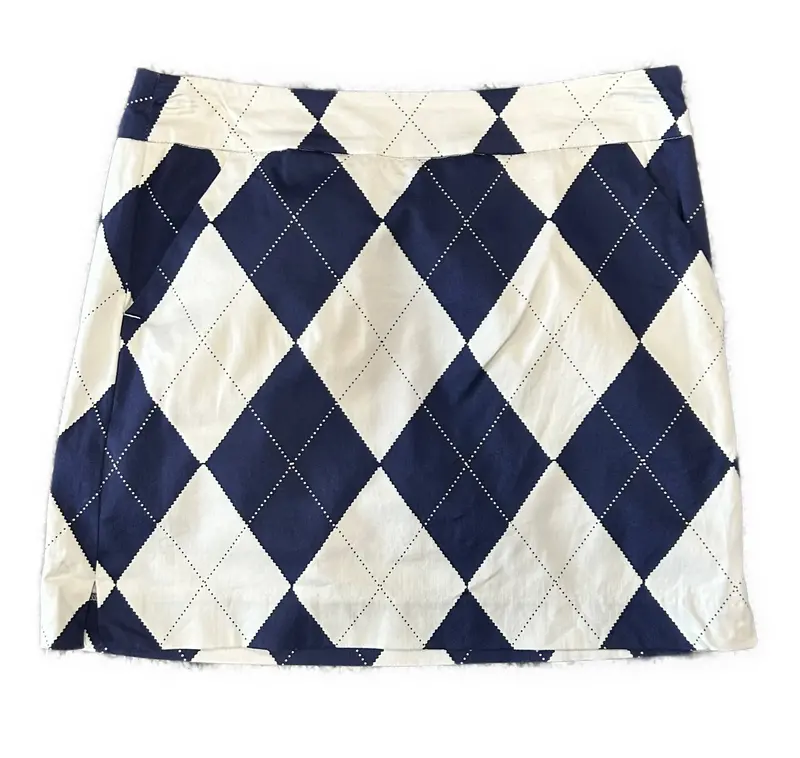 Loudmouth Navy-And-White Argyle Golf Skort - Size 4 1