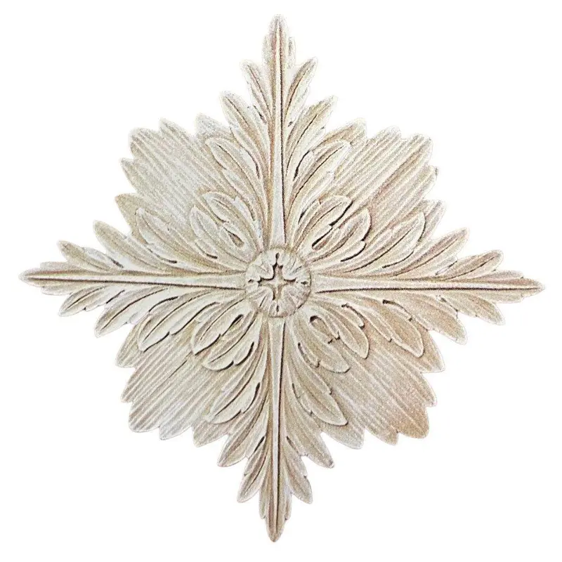Low-Relief Cross-And-Leaves Wall Medallion – Square Ceiling Or Wall Accent, 15" H × 14.75" W 1