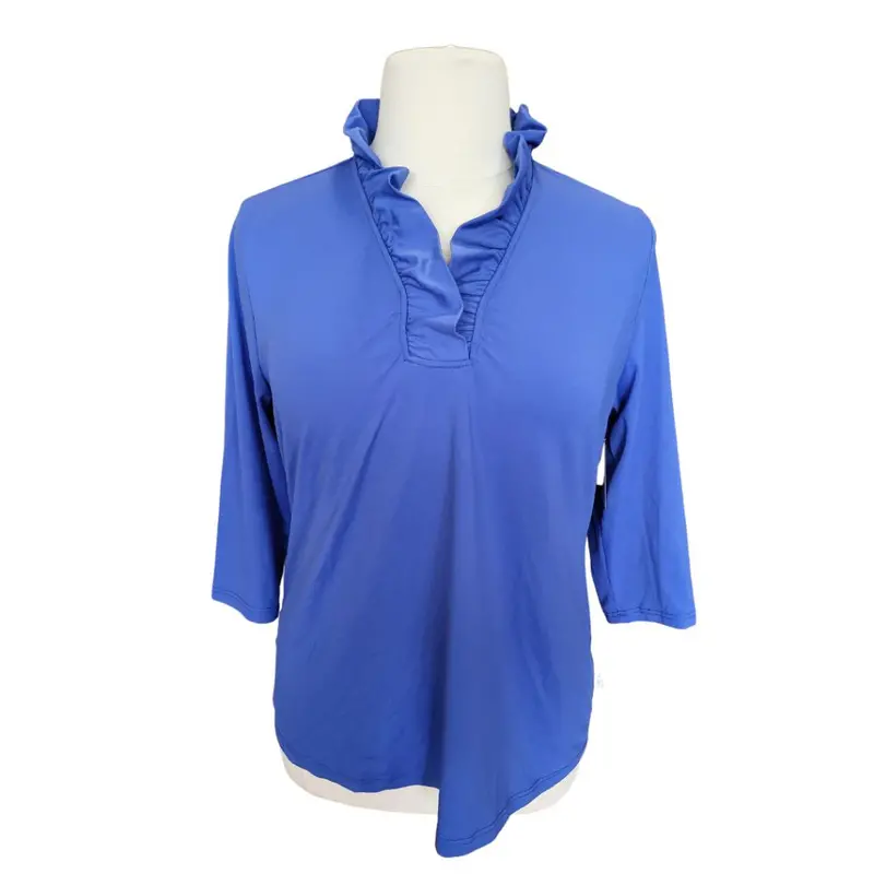 Lulu-B Blue Ruffled Long-Sleeve Women'S Top – Casual Fit, Size Xl 1