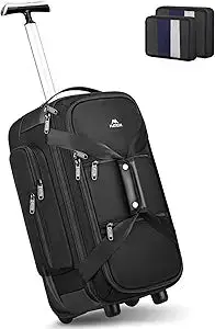 Matein Wheeled Duffle Bag – 21-Inch Rolling Luggage With Insulated Side Pockets & Wet Compartment For Business Travel 1
