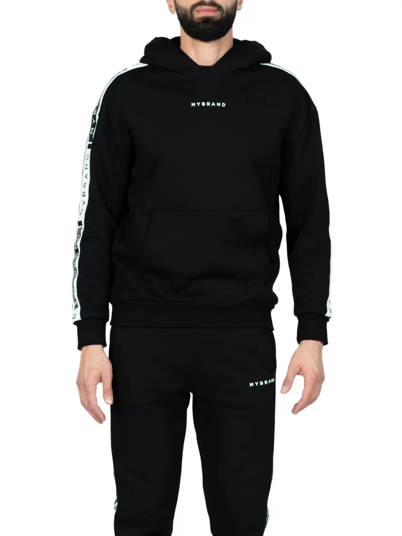 Mb Contrast Taping Hoodie In Bold Black 1