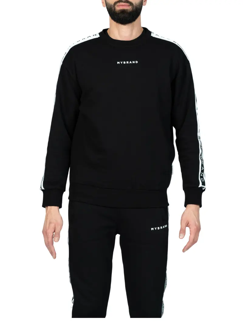 Mb Contrast Taping Sweater In Premium Black 1