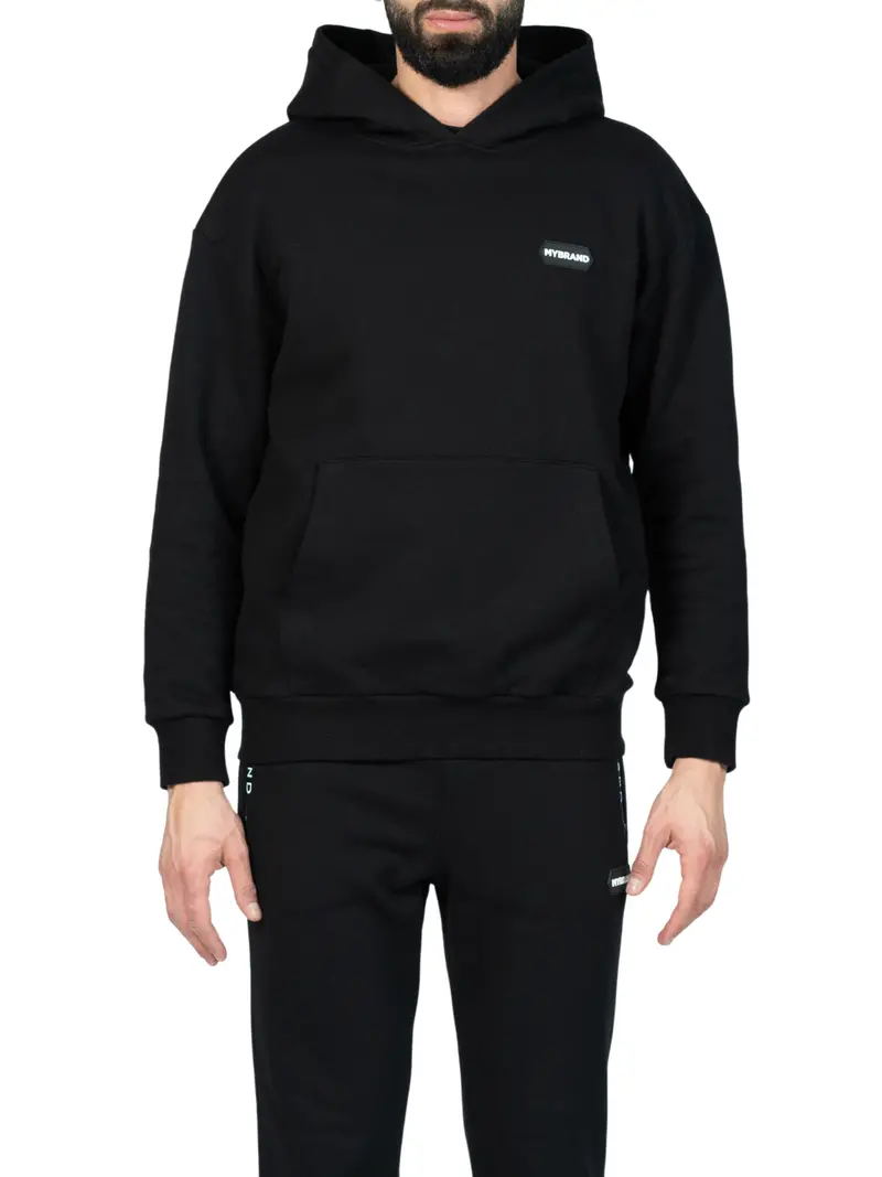 Mb Hexagon Patch Hoodie In Sleek Black 1