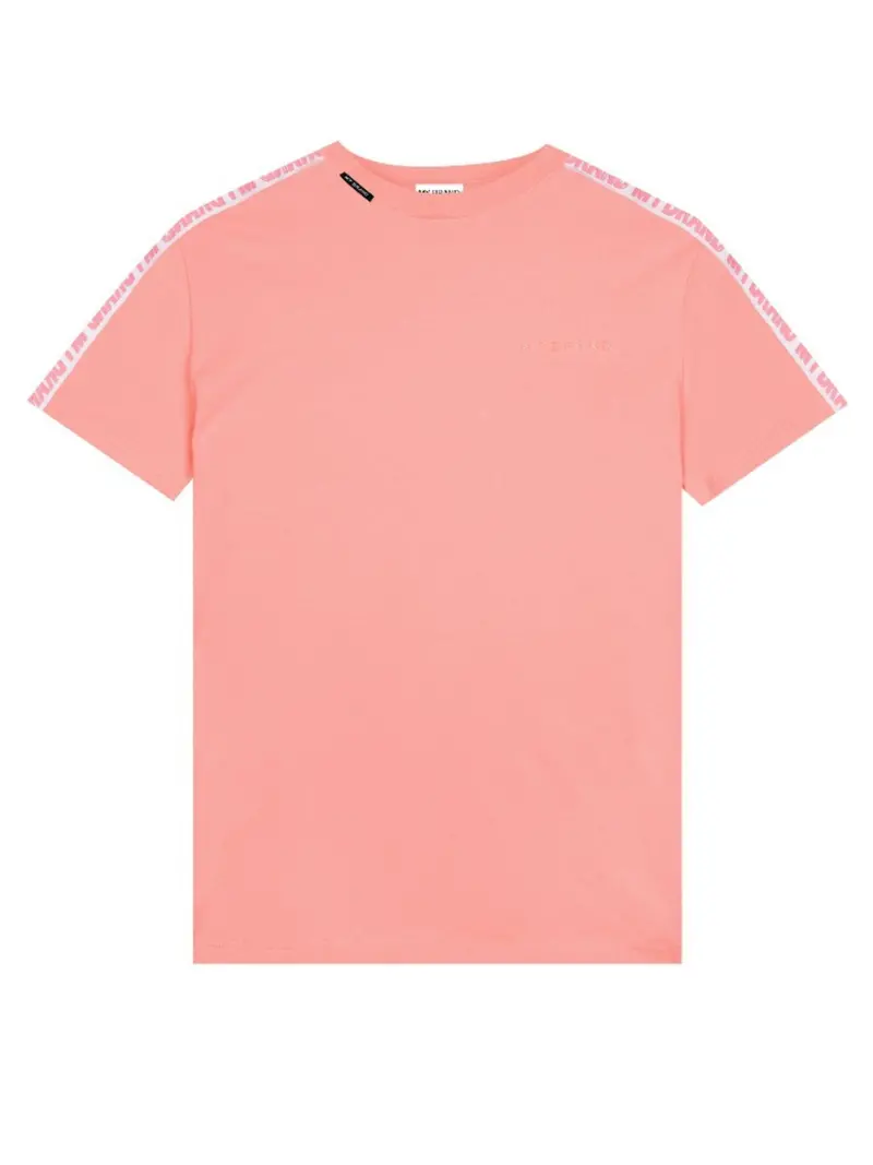 Mb Logo Tape Detail T-Shirt In Peach 1