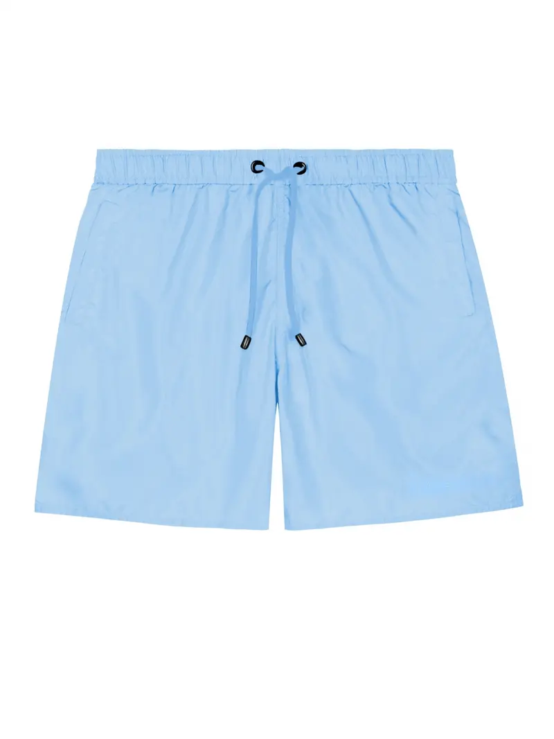 Mb Logo-Tape Swim Shorts – Blue Fish Print 1