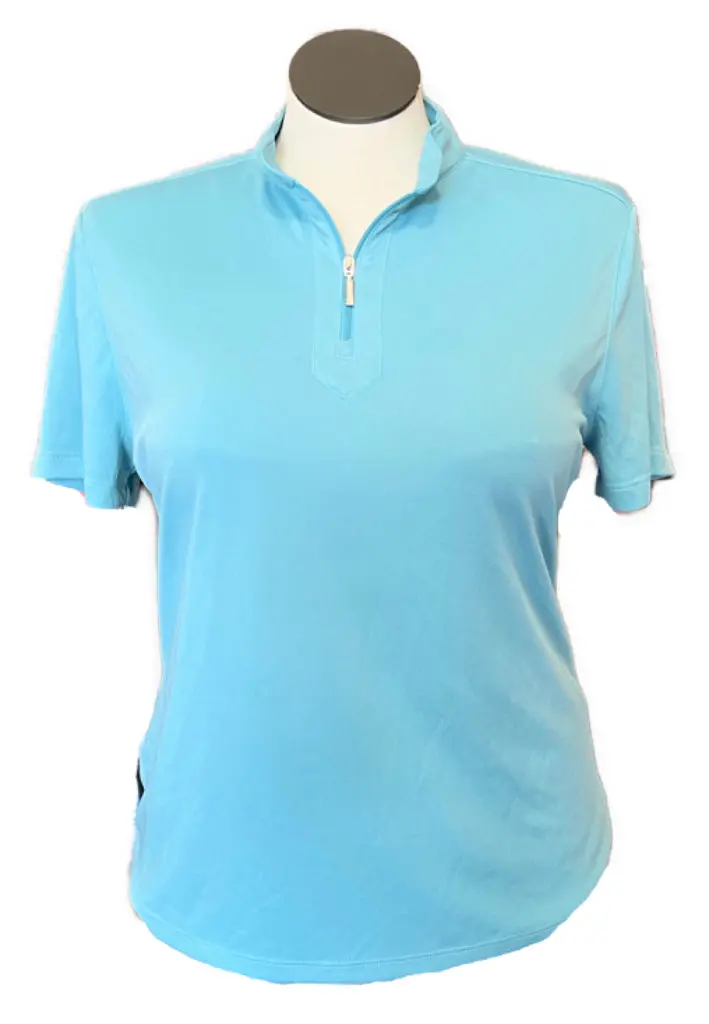 Mimosa By Nivo Blue Zip Mock Golf Top – Short Sleeve, Size Xl 1