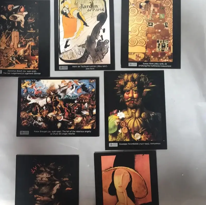 Miniature Art Print Set – Bosch, Klimt, Modigliani, Toulouse-Lautrec & More (7 Pieces) 1