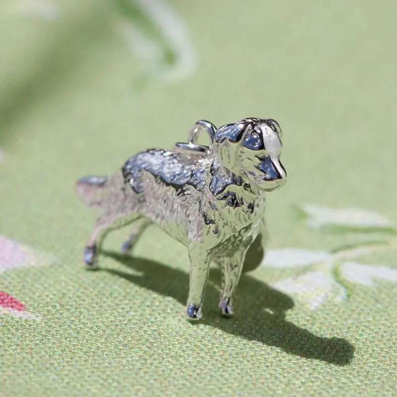 Miniature Golden Retriever Silver Charm For Jewelry Or Keychains 1