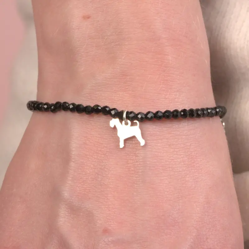 Miniature Schnauzer Silhouette Bracelet With Brilliant Crystals – Customisable 1