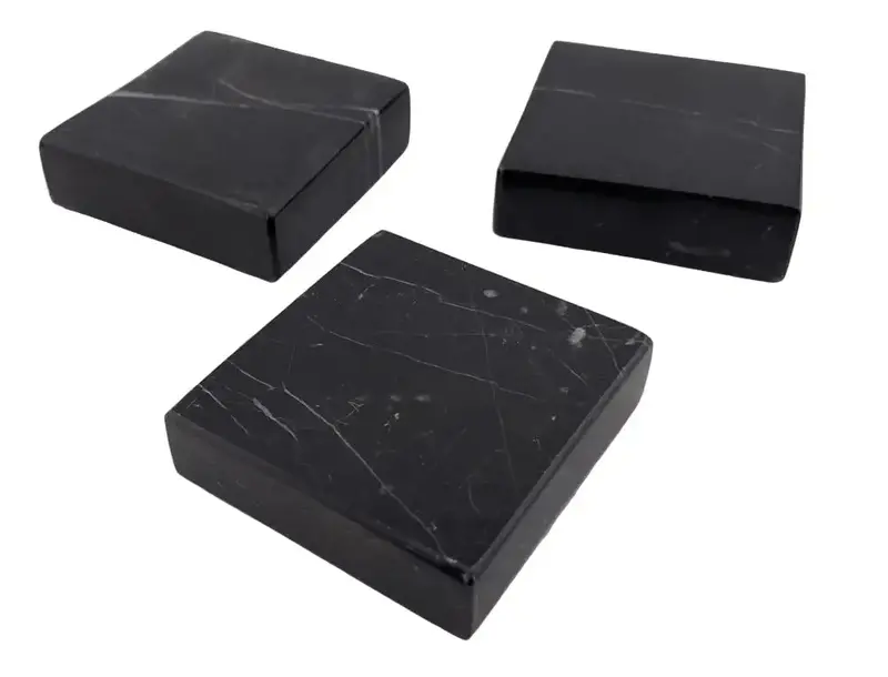 Minimalist Display Base: Small Black Square Marble Stand, 2.4-Inch Length — As-Is Vintage Item 1