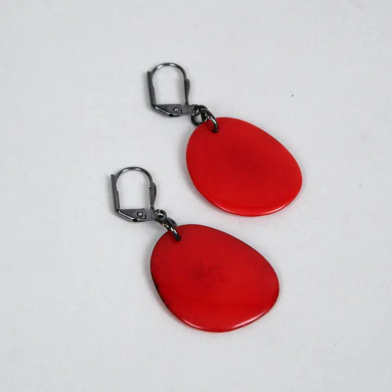 Minimalist Tagua Nut Disc Dangle Earrings 7