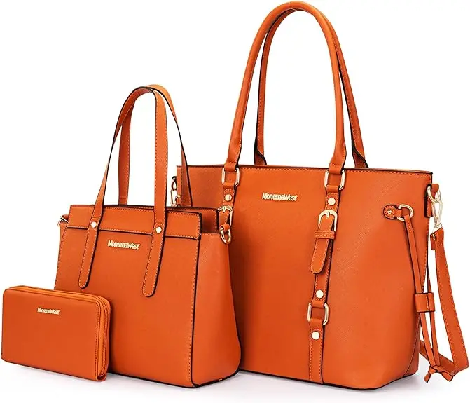Montana West 3-Piece Women’S Handbag Set – Tote, Satchel & Bifold Wallet In Coordinating Pu Leather 1