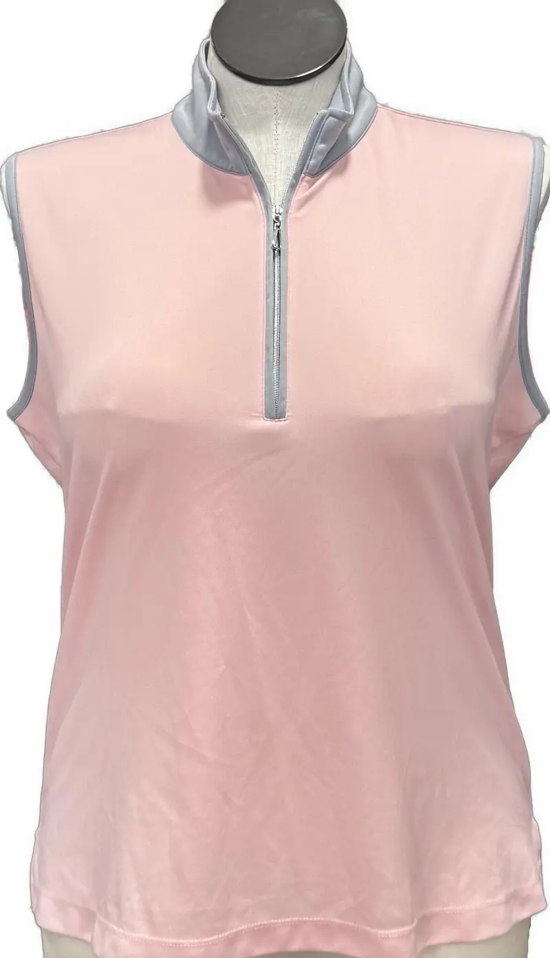 Monterey Club Pink And Gray Sleeveless Women'S Golf Top – Size Xl 1