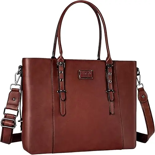 Mosiso Pu Leather Laptop Tote For Women – Water-Resistant Business Briefcase With Ample Storage 1