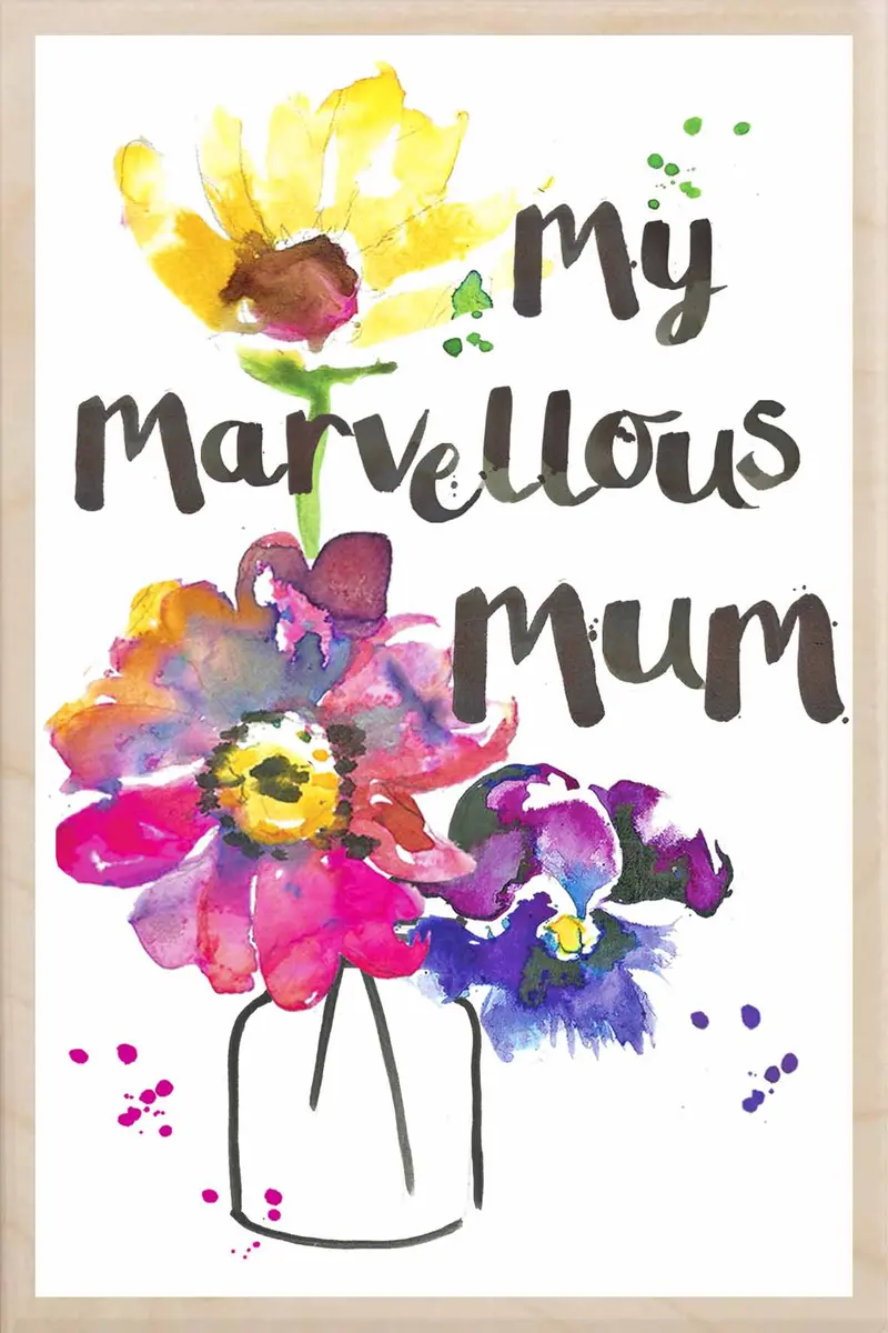 'My Marvellous Mum' Illustrated Wooden Greeting Card 1