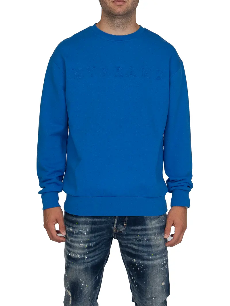 Mybrand Embossed Statement Sweater – Deep Blue 1