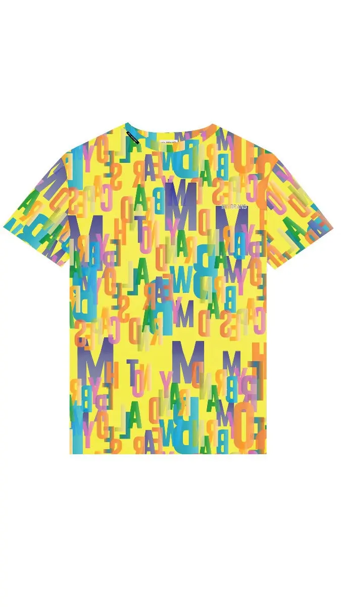 Mybrand Gradient Letter Print T-Shirt In Multicolor 1