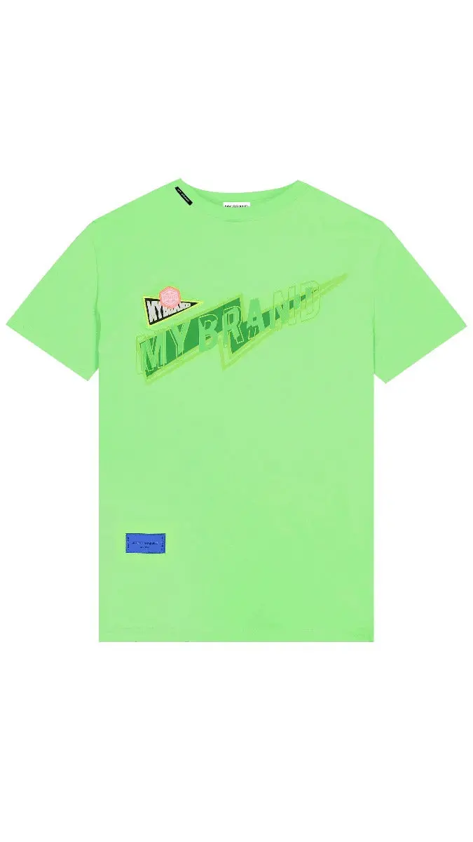 Mybrand Lightning Bolt Graphic T-Shirt | Neon Green Statement Tee 1