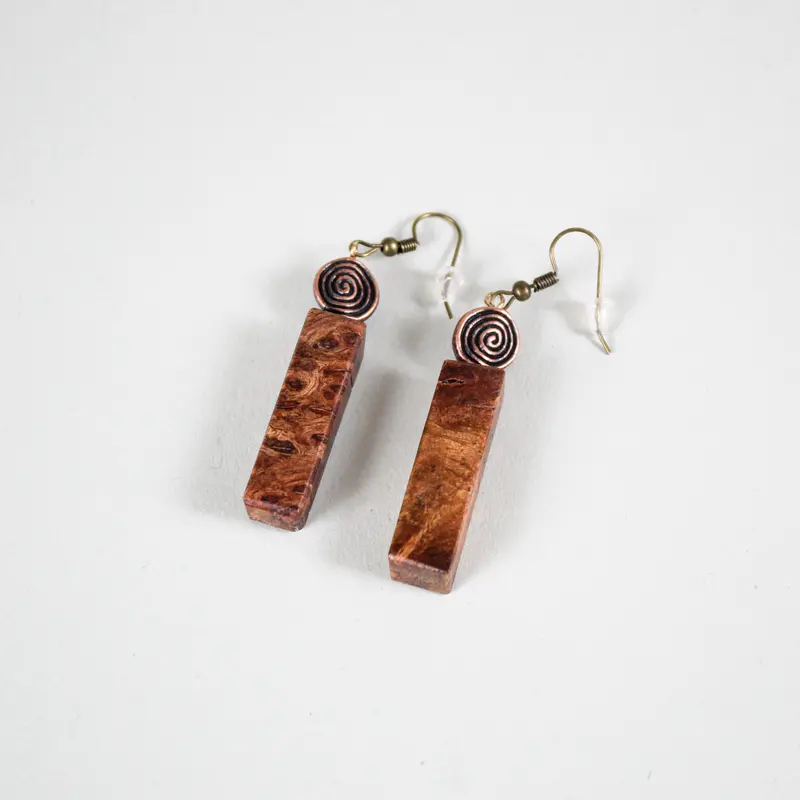 Natural Burl Wood Stud Earrings 1